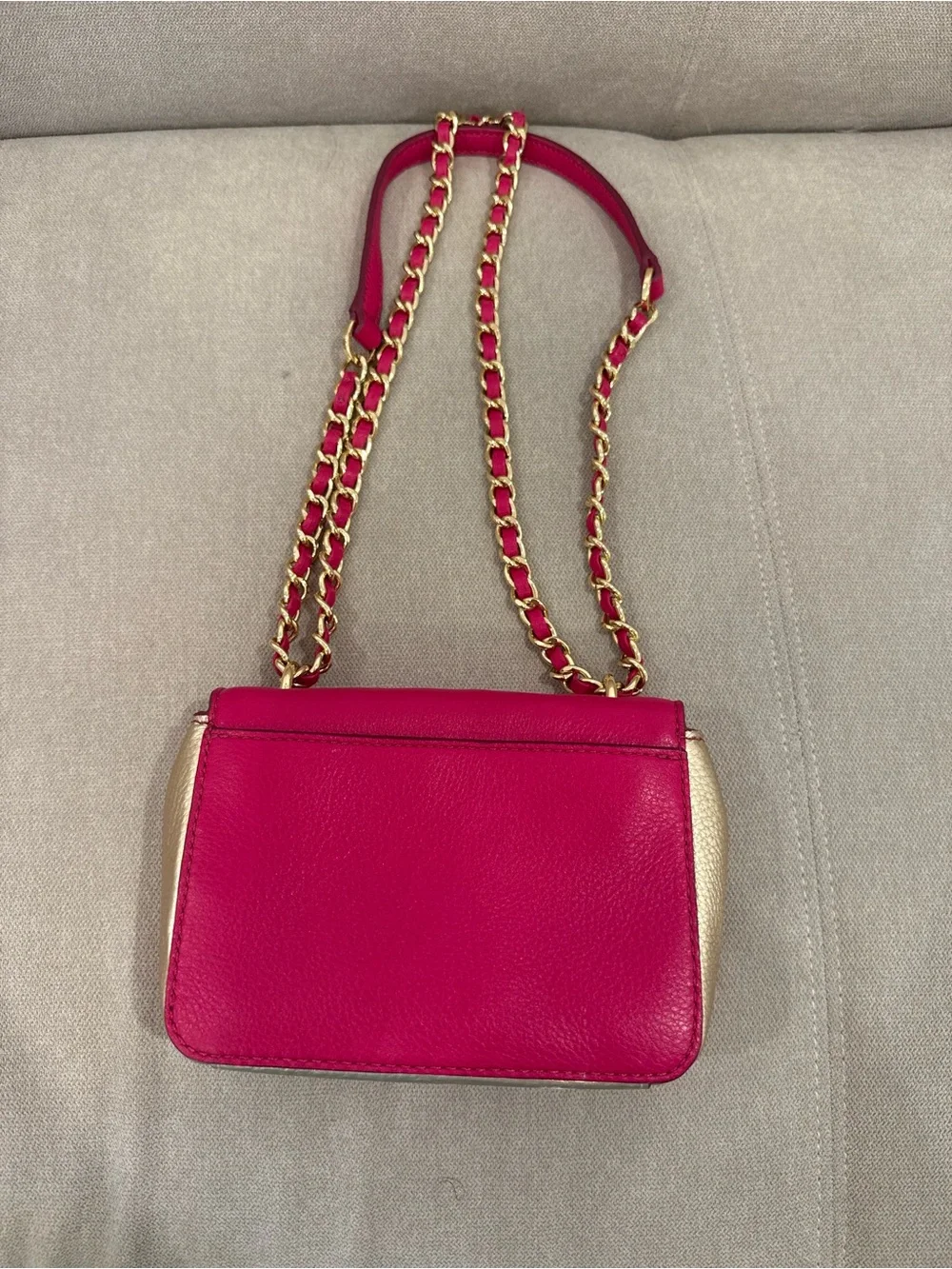 Tory Burch Kira Shoulder Crossbody Leather Bag in Hot Pink and Gold Hardware